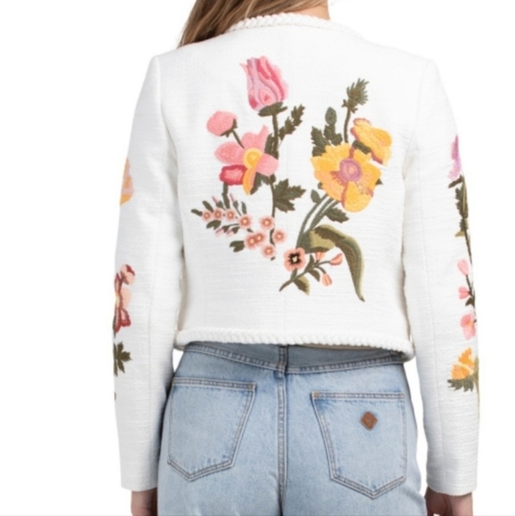 🔹️DEREK LAM 10 CROSBY 🔹️Penelope Floral Embroidered Crew Neck Jacket Size 0 - Picture 8 of 9